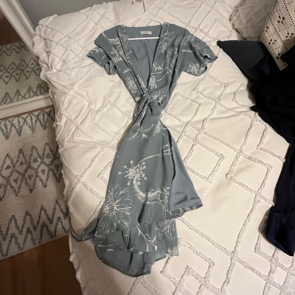 Babaton Mint/Blue and White Floral Wallace Dress